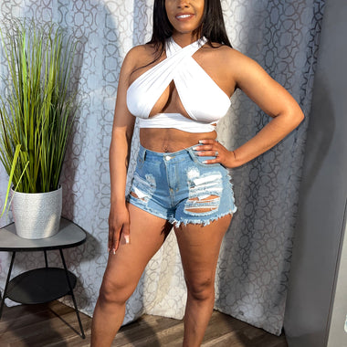 Distressed Jean Shorts